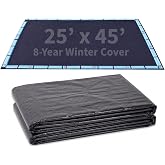 Blue Wave Arctic Armor 25x45-ft Rectangular In-Ground Pool Winter Cover | Solid polyethylene, black underside, heat-sealed seams, grommets, cable, winch, extra 5-ft overlap, 8-yr support, navy