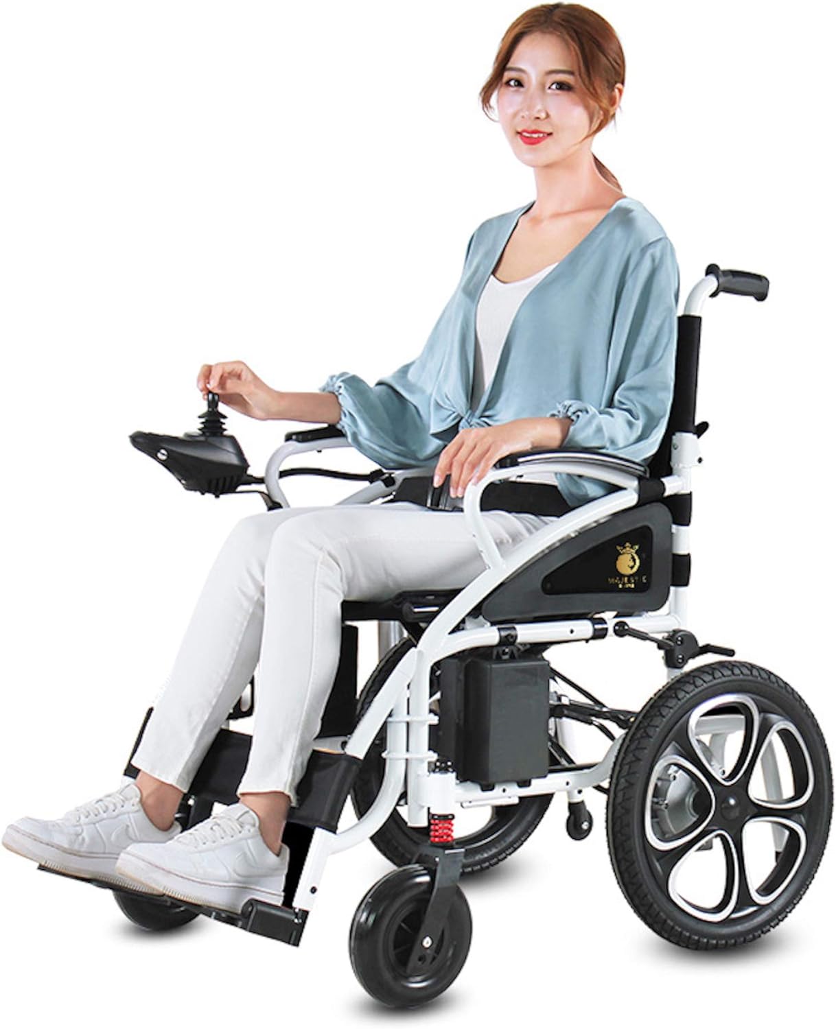 2021 Updated Electric Wheelchairs Silla de Ruedas Electrica para Adultos Airline Approved Transport Friendly Lightweight Folding Electric Wheelchair for Adults by Comfy Go (White): Health & Personal Care