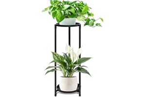 KHayRovies 2 Tier Plant Stand Indoor Tall, Metal Corner Tiered Plant Stand for Indoor Multiple Plants,Black Flower Pot Stands