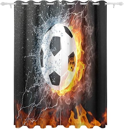 Mnsruu Rideau Occultant Motif Ballon De Foot Bruleur Isolation Thermique Top Rideaux Fenetre Pour Decoration Maison Salon Chambre 140 X 213 Cm 2 Panneaux Amazon Fr Cuisine Maison