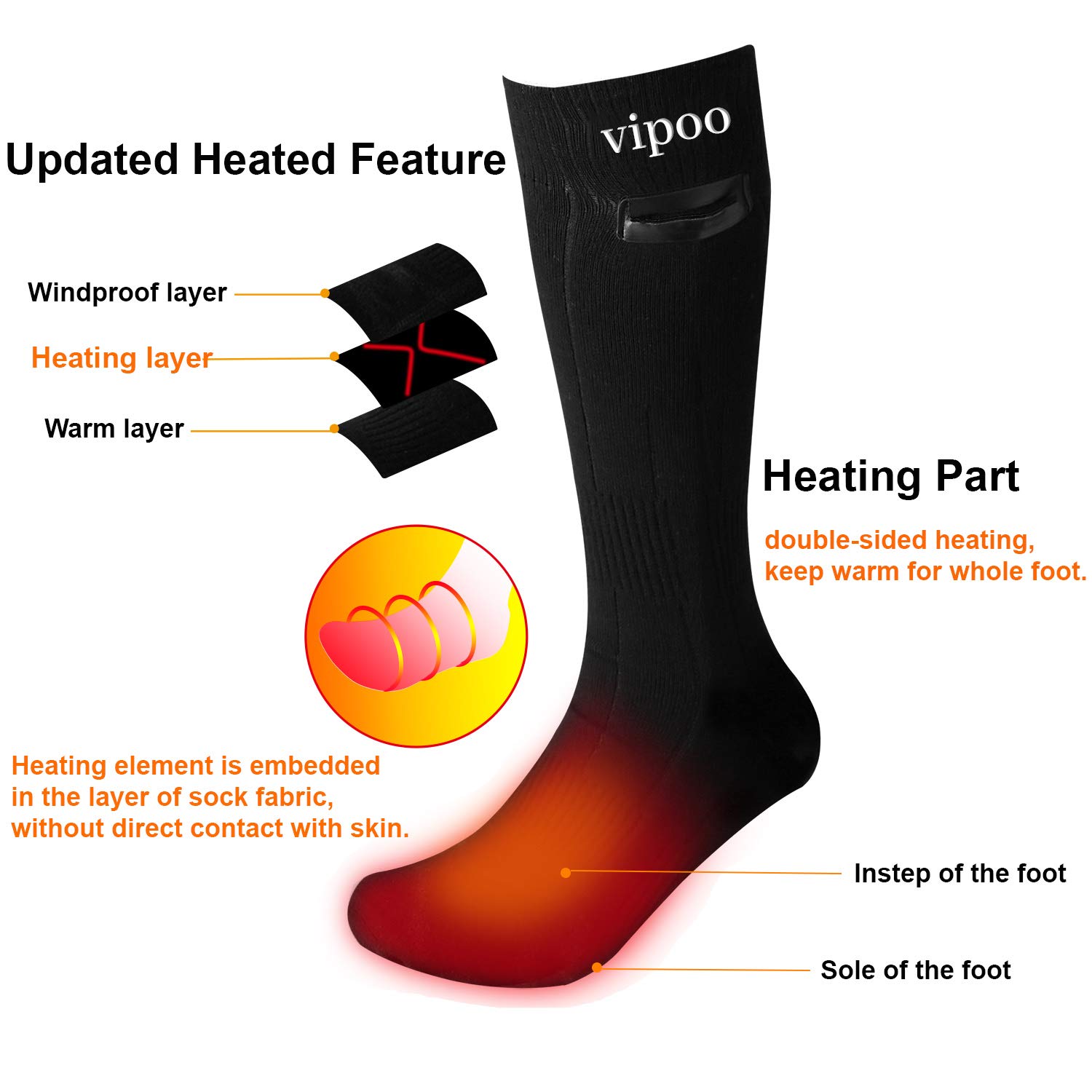 Hunting Gear Electric Heated Socks Rechargeable Warm Stockings