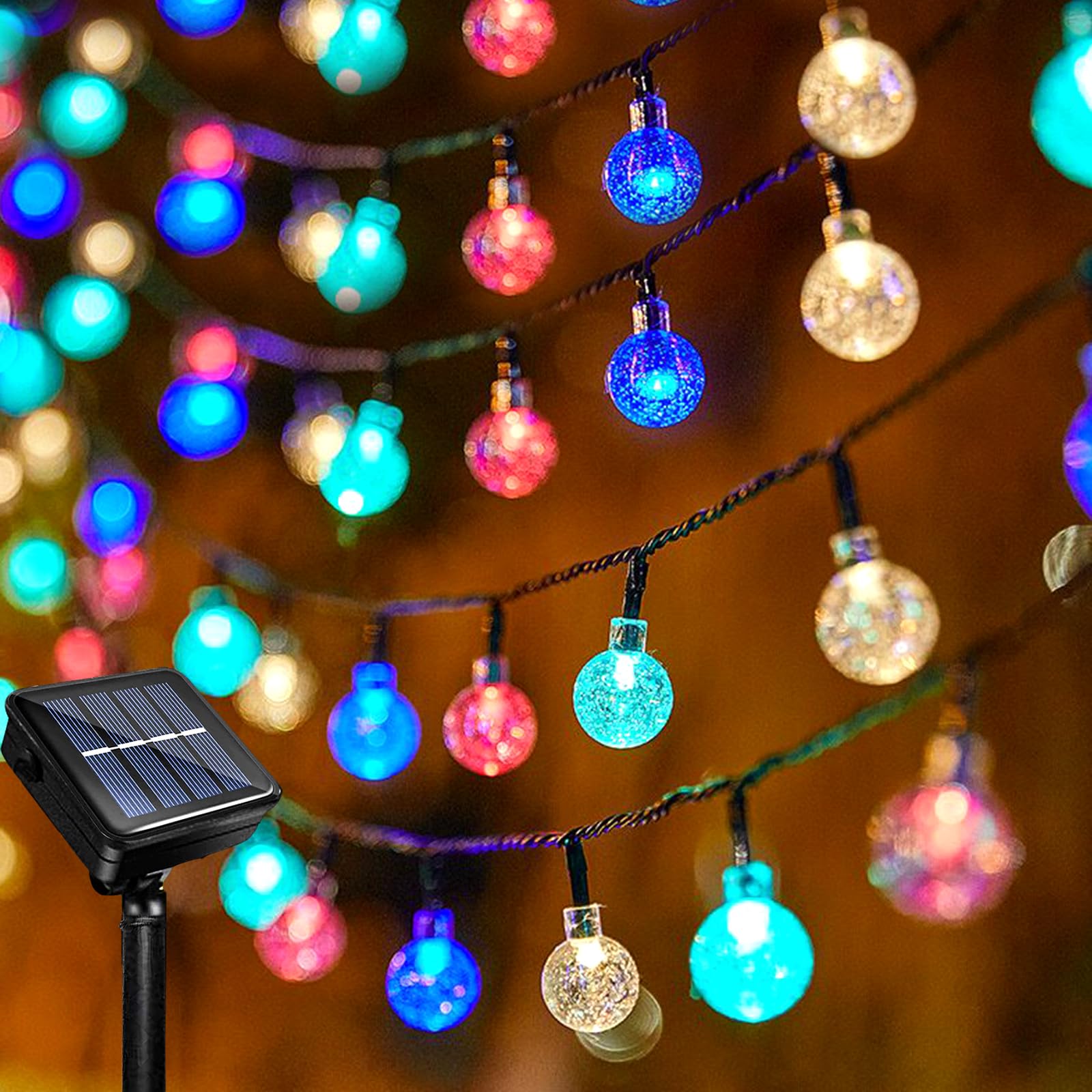Acxilexy Solar Globe String Lights - 39Ft 100 LED Garden Fairy Lights, 8 Modes, Waterproof for Home Balcony Party Wedding Christmas Decoration
