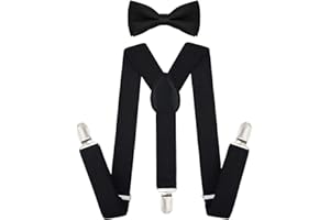 Kanfouaela Kid's Suspenders and Bowtie Set - Fits Child Boys & Girls, 6 Months to 7 Years, Perfect for Daily Wear & Events