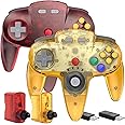 2 Pack 2.4 GHz Wireless N64 Switch Online Controller, USB & N64 Receiver, Compatible with Windows PC macOS Raspberry Pi, N64