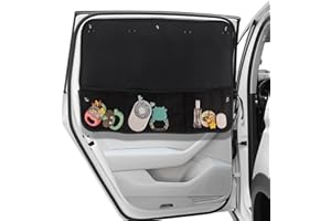 DIZA100 Car Sun Shade Side Window, Blackout Car Window Shade for Baby Privacy with Storage Net Pockets Car Curtains 7 Suction Cups for Heat/UV Protection Sun Block Covers (1 Pack)