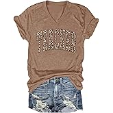 RECUTEWU Teacher Shirts for Women: Teach Print T-Shirts Teaching Gift Tees Inspirational Vneck Shirt Tops