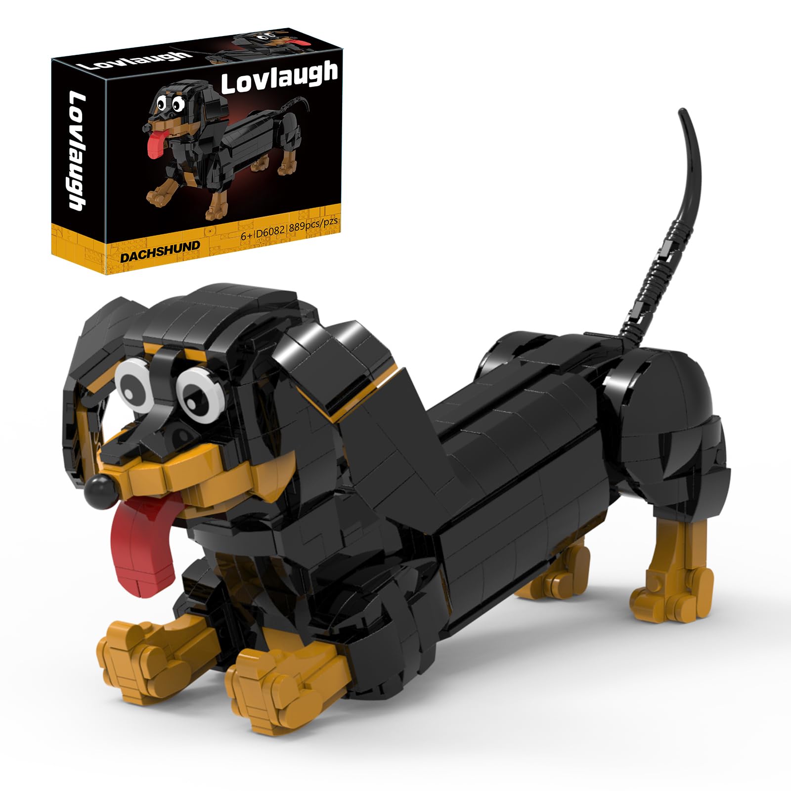 Photo 1 of lovlaugh Dachshund Dog Building Blocks Set 889PCS – Movable Ears, Legs & Wagging Tail | Realistic Collectible Model | Creative STEM Toy for Adults & Kids