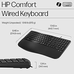 HP 480 Comfort Wired Keyboard - Plug & Play