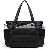 Tote Bag for Women with Zipper, Quilted Puffer Tote Bag with Compartments, Lightweight Puffy Work Bags for Women Travel
