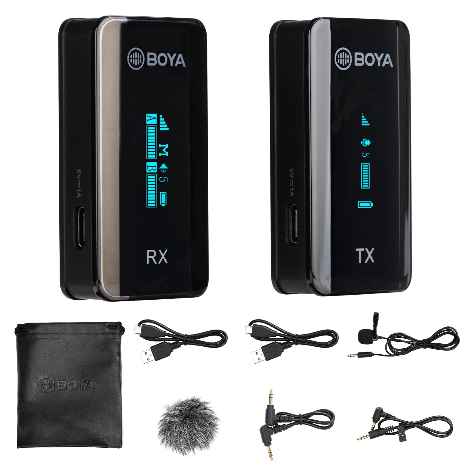 BOYA Wireless Lavalier Microphone, XM6 (S1) Lapel Microphone 2.4GHz Wireless Transmitter Receiver Kit for Live Youtube, Tiktok, Vlogging, Interview Compatible with DLSR Camera iPhone Smartphone