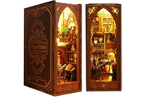 ZHICONG DIY Book Nook kit，Book Nook Shelf Insert 3D Wooden Puzzle，Book Nook Miniature kit with LED，Creative Crafts rolife Book Nook Suitable for Collection and Decoration (Library)