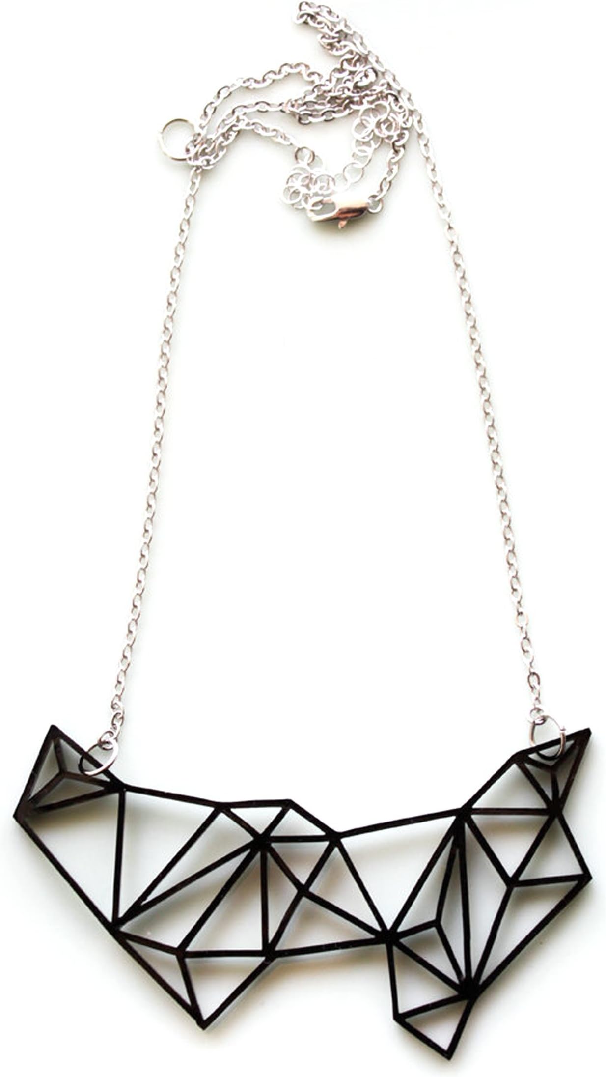 Black Geometric Necklace - Minimalist Necklace - Prism Necklace - Geometric Jewelry