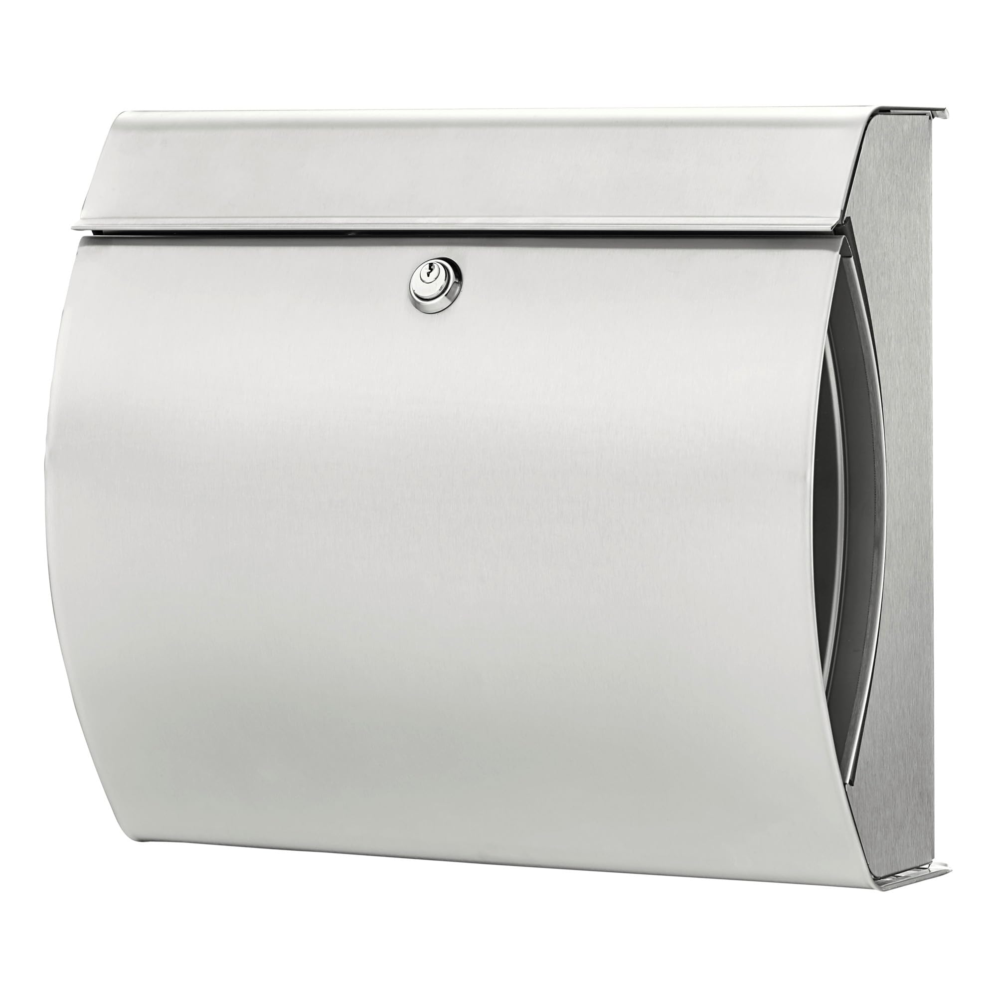 BURG-WÄCHTER Stainless Steel Letterbox with Integrated Newspaper Compartment, A4 Throw-in Format, EU Norm EN 13724, Verona 3844 ES , Grey