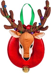 Evergreen Flag Beautiful Christmas Festive Reindeer Motion Hanging Door Décor - 12 x 5 x 22 Inches Fade and Weather Resistant Outdoor Decoration for Homes, Yards and Gardens