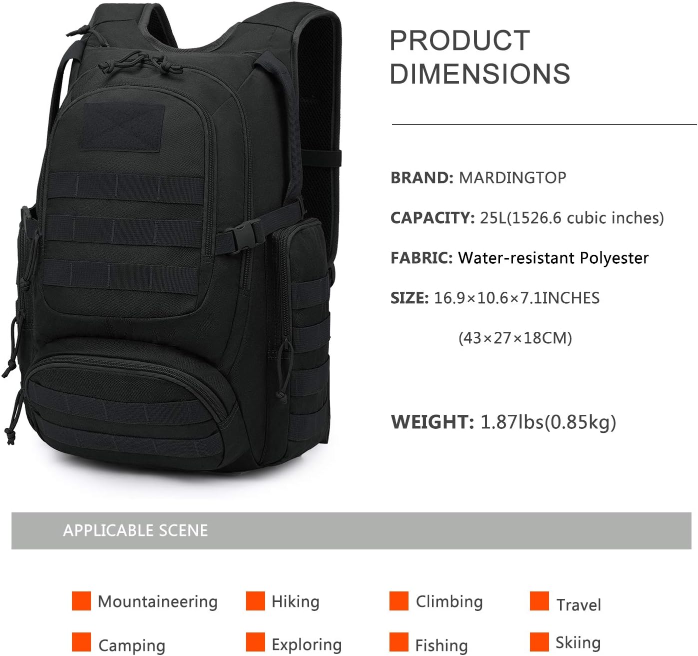 Mardingtop Tactical Backpack Military Rucksack 26L For Men Women Patrol MOLLE Assault Bag Daypack Or Motocycling pack for Outdoor Camping Hiking Sport Travel - Image 4