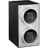 MOZSLY Double Watch Winder for Automatic Watches with Quiet Motor 12 Rotation Mode Setting AC Adapter or Battery Powered Piano Painting