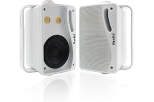 Herdio 3.5 Inch Passive Outdoor Speakers Wired Waterproof, 200W 3 Way Premium Mountable Wall Mount Speakers with Superior Sound, All-Weather Durability, for Patio Marine Boat Garage Indoor(White Pair)