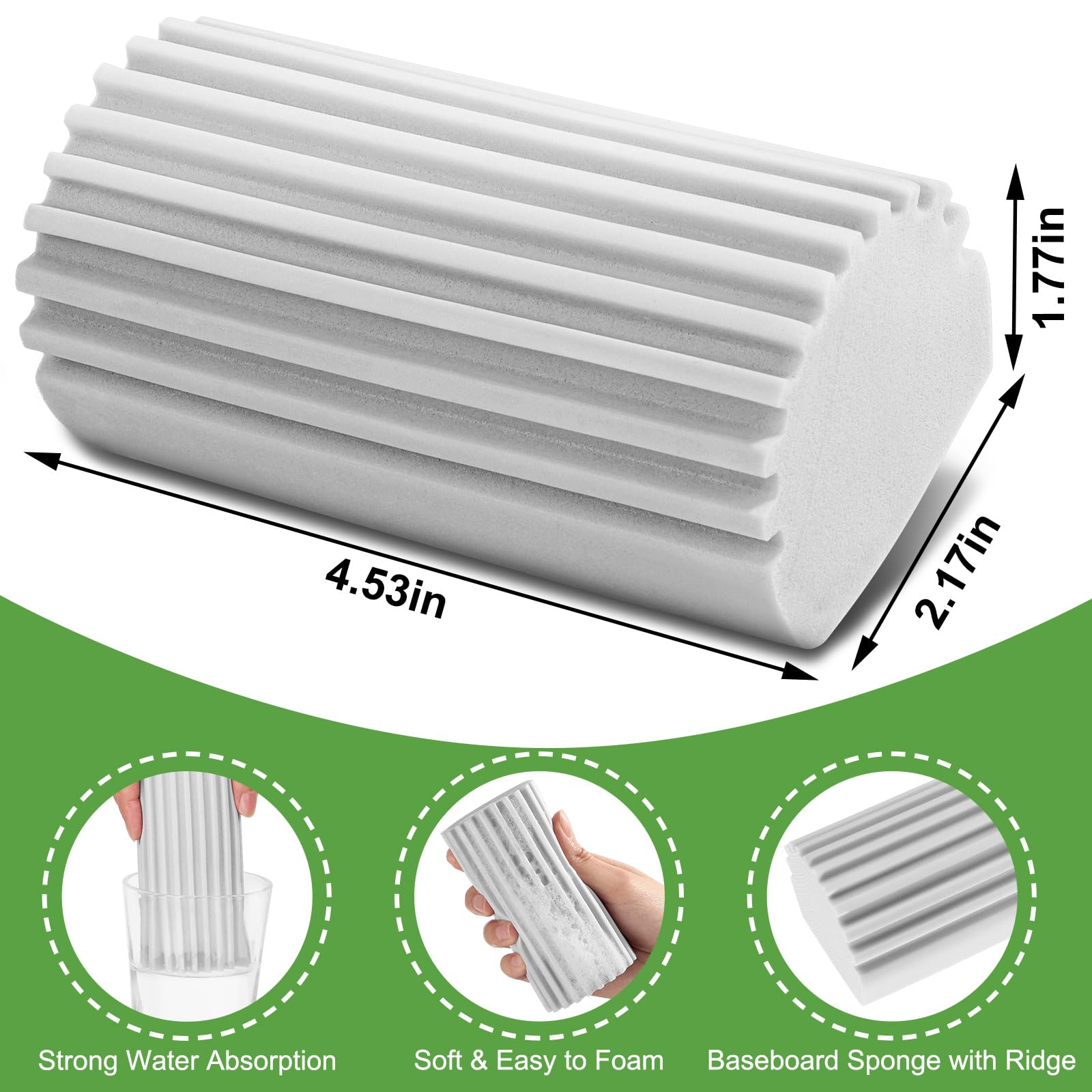 4-Pack Damp Clean Duster Sponge, Sponge Cleaning Brush, Duster for Cleaning Blinds, Glass, Baseboards, Vents, Railings, Mirrors,Window Track Grooves and Faucets（Gray）