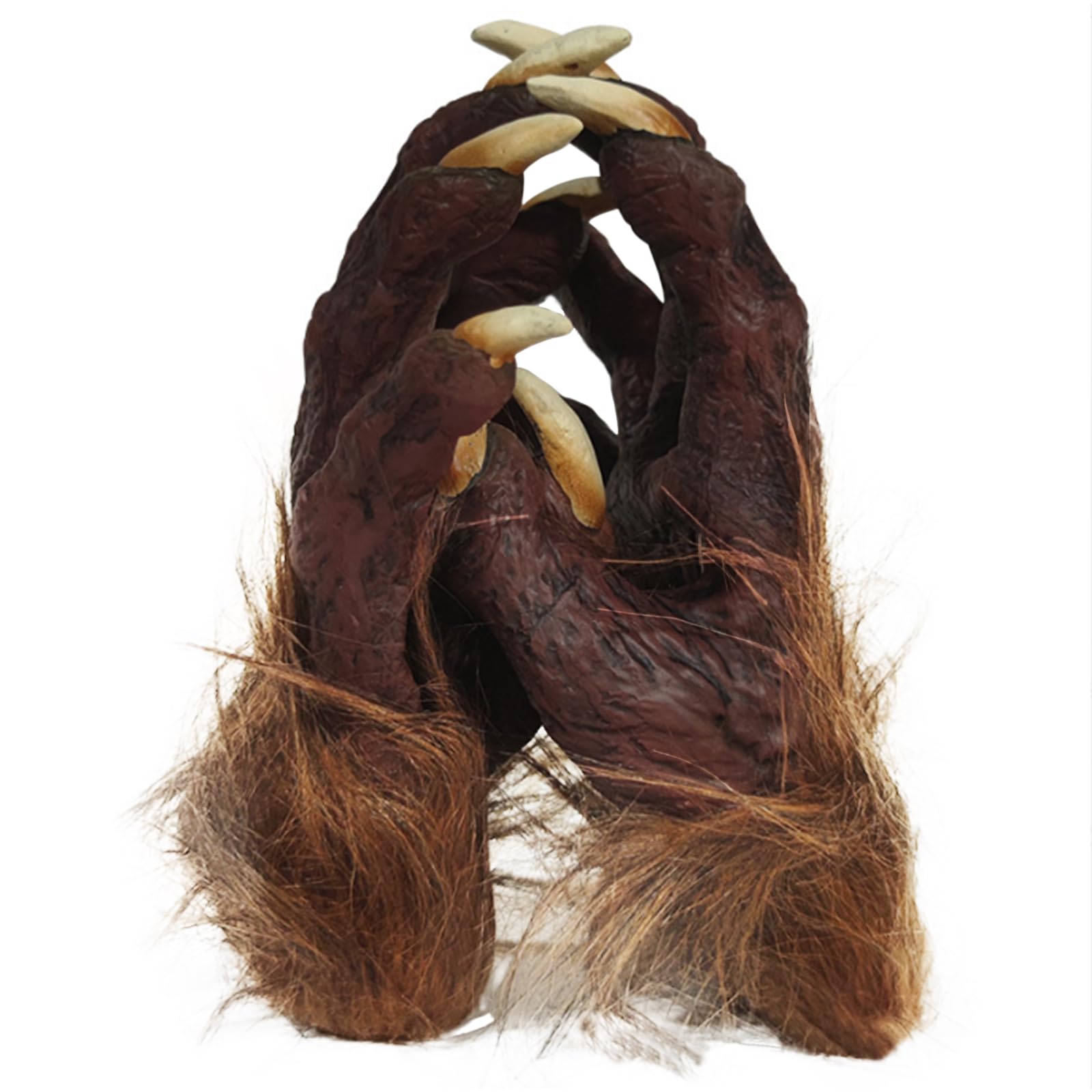 NICEYEA Halloween Costume Werewolf Gloves Scary Wolf Gloves Cosplay Plush Hands Claw Glove Carnival Fancy Dress Party Props Accessories (Brown, M)