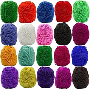 Ovillos Lanas de Colores, JTDEAL 20pcs Lanas para Tejer, Acrílico de