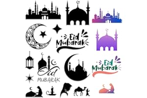 CRASPIRE Eid Mubarak Clear Rubber Stamp Vintage Moon Star Transparent Silicone Seals Stamp Retro for Journaling Card Making D