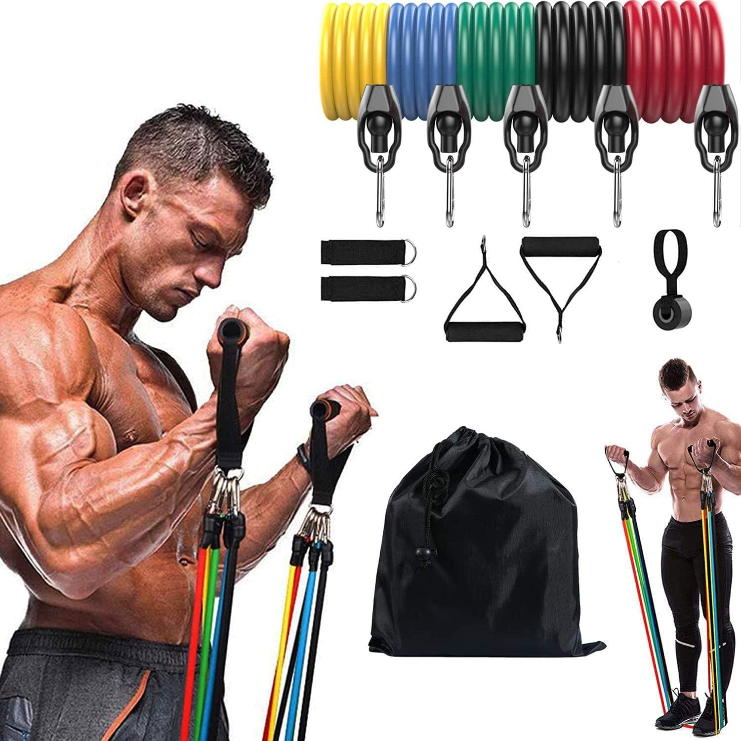 Resistance Bands Set and Eexercise Bands,with 5 Fitness Tubes,for Resistance Training,Exercise Bands for Working Out