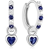 JOONL Mini 18k Gold Sparkly Crystal Love Heart Dangle Drop Earrings Tiny Chic Rhinestone Heart Huggie Hoop Earrings For Women