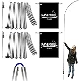 Ravenhill Feather Flag Pole Kit up to 13 FT with Rotating Ground Stake, Made with Reinforced Aluminum, Resists Winds of 40 MPH, Great for Business Advertising Outdoor (2-Pack Pole Set)