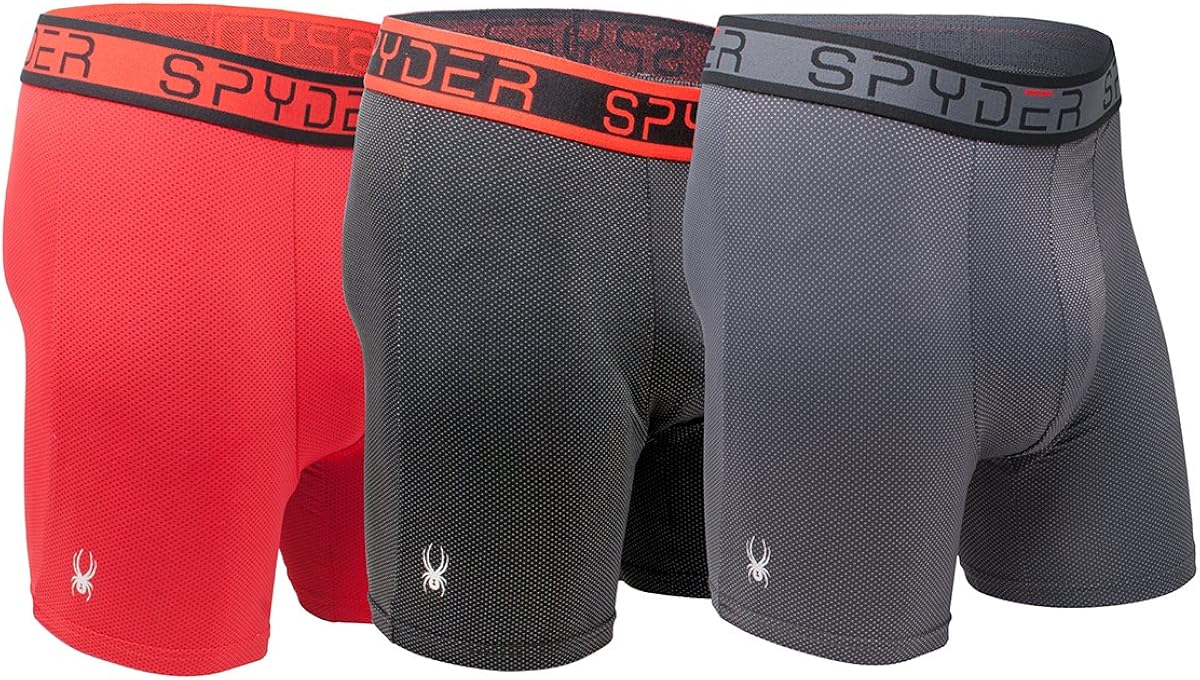 Spyder Performance Mesh Mens Boxer Briefs Sports Underwear 3 Pack for Men: Clothing
