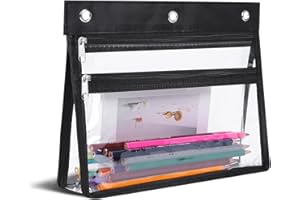 YoeeJob Pencil Pouch for 3 Ring Binder with 1.5 inch Expandable Large Capacity, Double Pockets Zipper Pencil Case, Pencil Binder Pouch for School Office Home