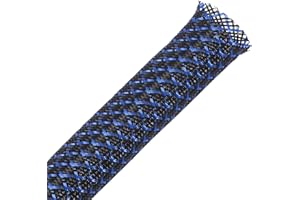 25ft - 1/2 inch PET Expandable Braided Sleeving – BlackBlue – Alex Tech Braided Cable Sleeve