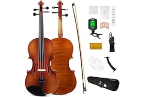 PHOENIX Violin 4/4 Full Size Kit, Violin Fiddle Set for Beginner Adults Student with Rosewood Bow, Extra Strings & Bridge, 2 