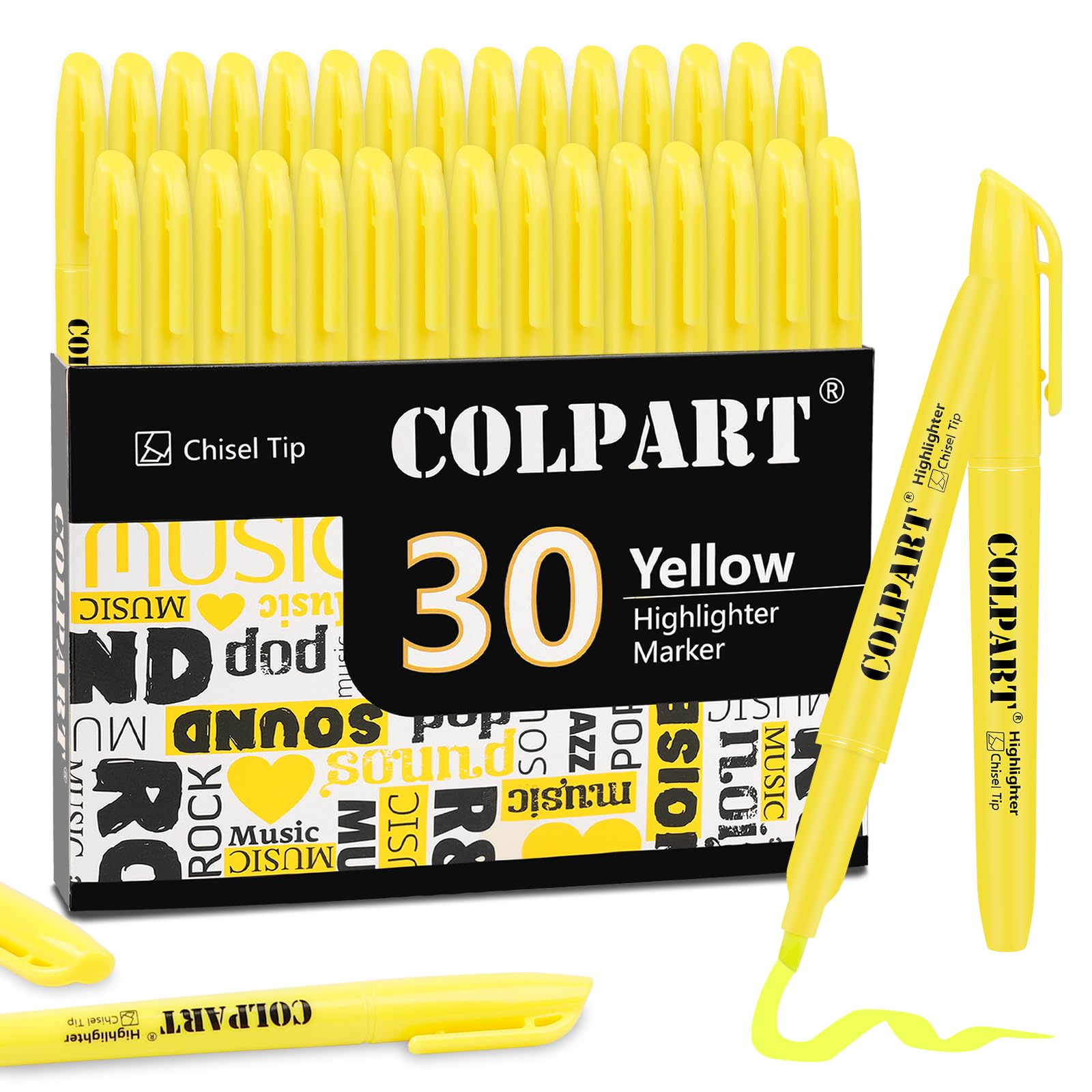colpart Pastel Aesthetic Bible Highlighters-30Yellow No Bleed With AssortedCute Pens Markers,Kawaii for Students School Office Supplies Vintage