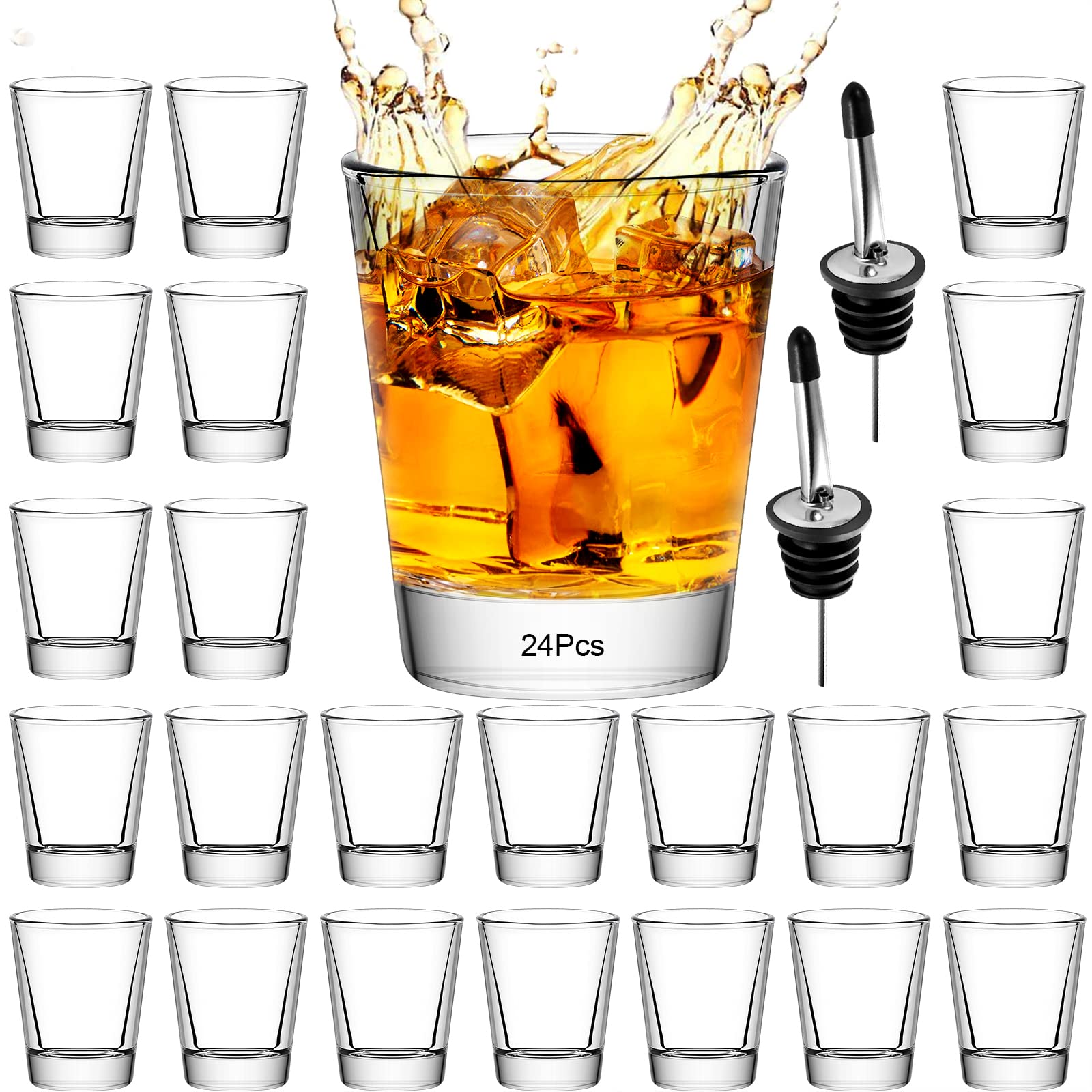 Shot Glasses Set of 24-2oz /60ml Clear Shot Glass with Heavy Base Shot Glasses Bulk