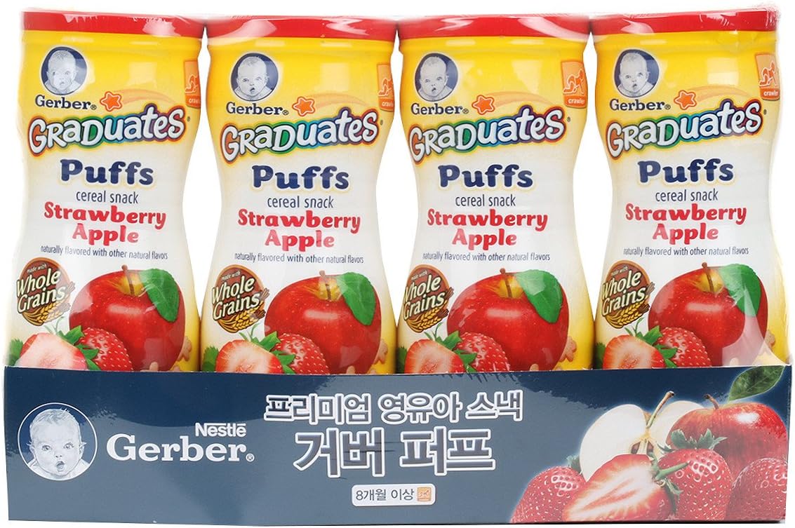 Gerber Graduates Puffs Cereal Snack 4 Pack Strawberry-Apple