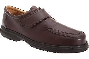 Roamers Mens Superlite Wide Fit Touch Fastening Leather Shoes (10 US) (Brown)