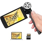 Andonstar AD203 Handheld Digital Microscope, Portable Pocket Microscope | 4.3 Inch Screen, FHD Video, Supports Windows Mac PC, USB Coin Microscope, 32GB SD Card, Carrying Bag, Wrist Strap