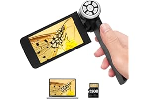 Andonstar AD203 Handheld Digital Microscope, Portable Pocket Microscope with 4 inch Screen for Kids and Adults, Black, Electronic FHD Video Microscope, Supports Windows Mac PC, USB Coin Microscope