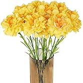 INSUNSIX Yellow Carnations Artificial Flowers 15PCS Carnations Flowers Silk Flowers 21.25in Fake Flowers for Wedding Home Table Centerpieces Floral Arrangements(Yellow)