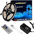 SUPERNIGHT LED Strip Lights, RGB Color Changing 16.4Ft SMD5050 LEDs Flexible Light Strip Rope Lighting Kit with 44 Key Remote