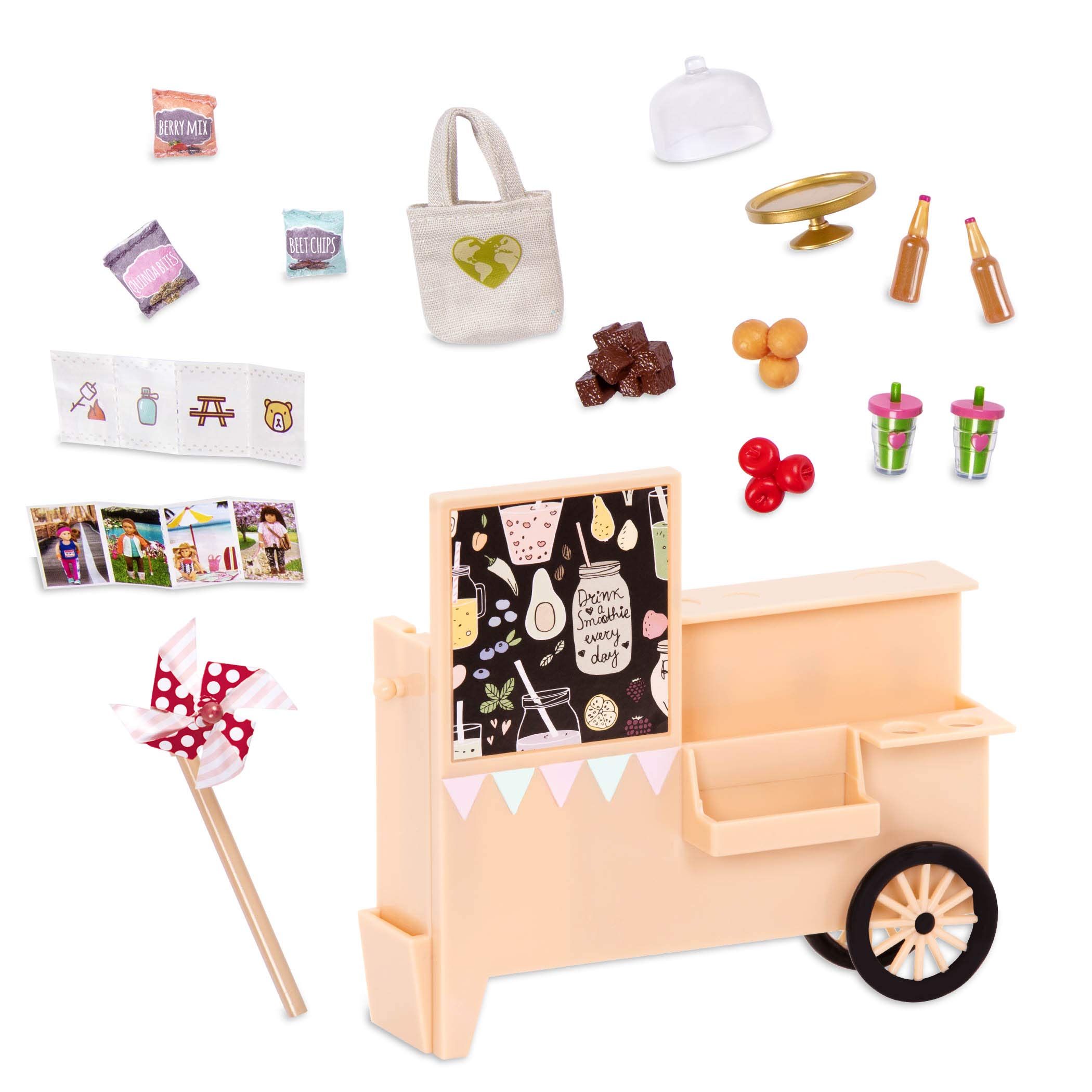Lori Dolls – Snack Cart for Mini Dolls – Play Food & Accessories – Toy Travel Accessory – Take-Away Treat Cart – Playset for Kids – 3 Years +