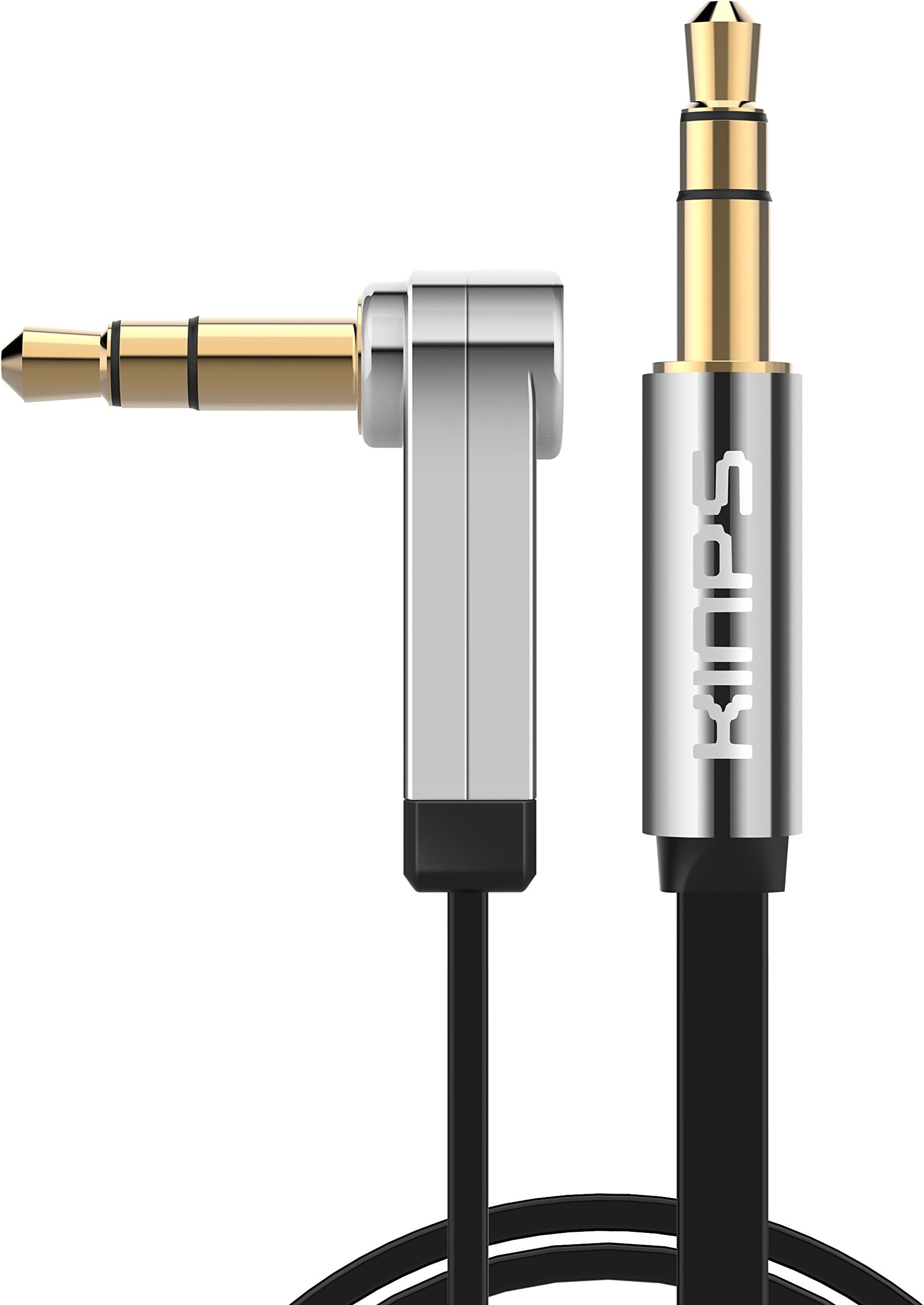 Audio cable Kinps 2FT Right Angled Stereo 3.5mm Premium Auxiliary Audio Cord ,Male to Male Gold Plated Cable for Apple iPhone, iPod, iPad,Android Samsung Smartphones,Tablets MP3 Players and more