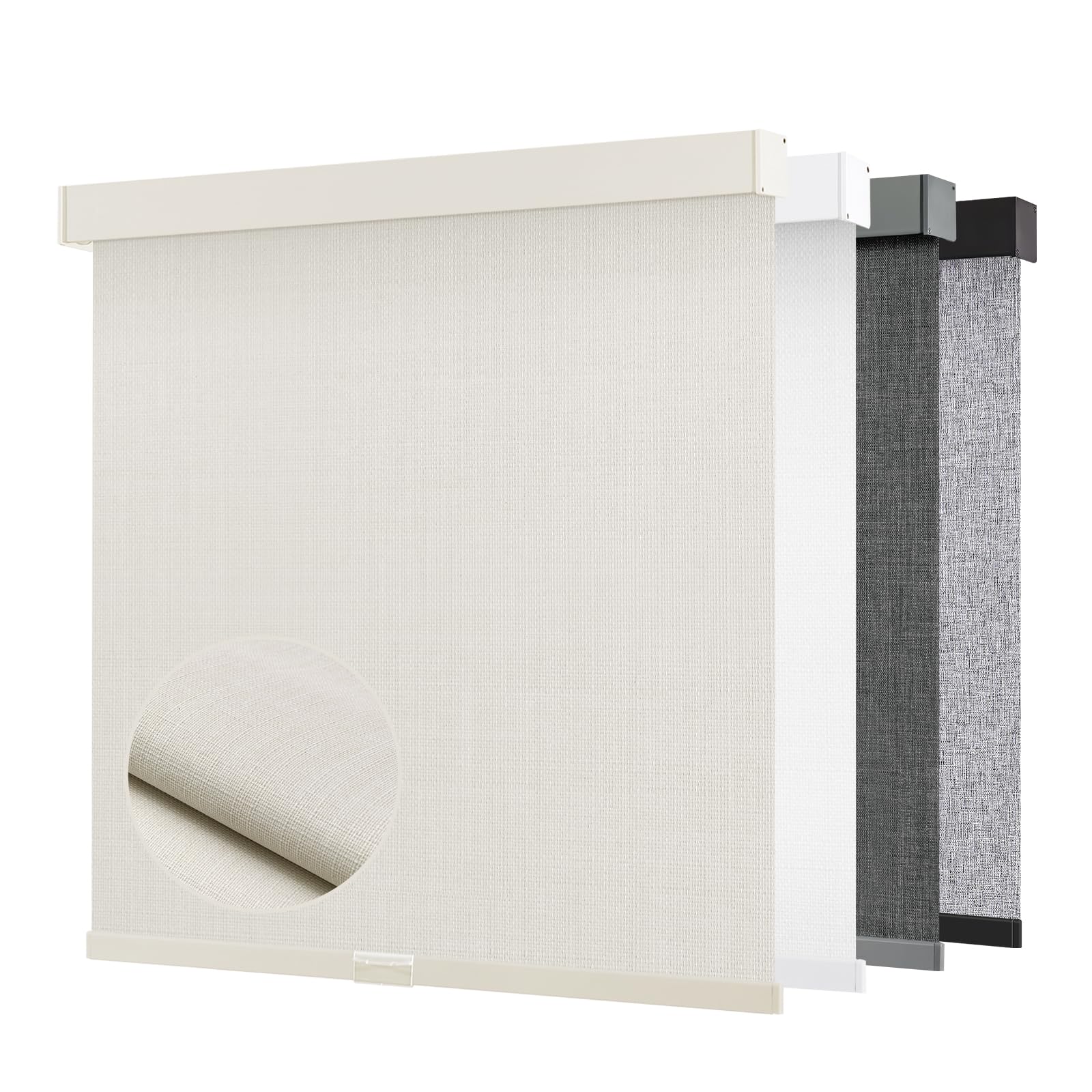 AOSKY Blackout Roller Shades Cordless Blinds for Windows, Free-Stop Shades with Valance, Thermal Insulated Fabric, UV Protection, Blinds for Home and Office (33.5" W x 72" H, Linen Cream)