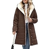 UMIPUBO Women's Long Winter Puffer Jacket – Sherpa Fleece Lined Hooded Coat, Water-Repellent Windproof Warm Quilted Outerwear