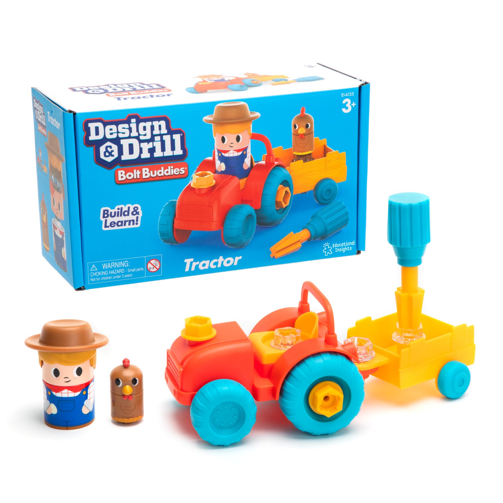 Learning Resources Design & Drill Bolt Buddies, Farm, Tractor Playset with Farmer Figure, Take Apart Drill 13 Pieces, Science & STEM Toy, Kids Gift Ages 3 4 5+ โ image 1