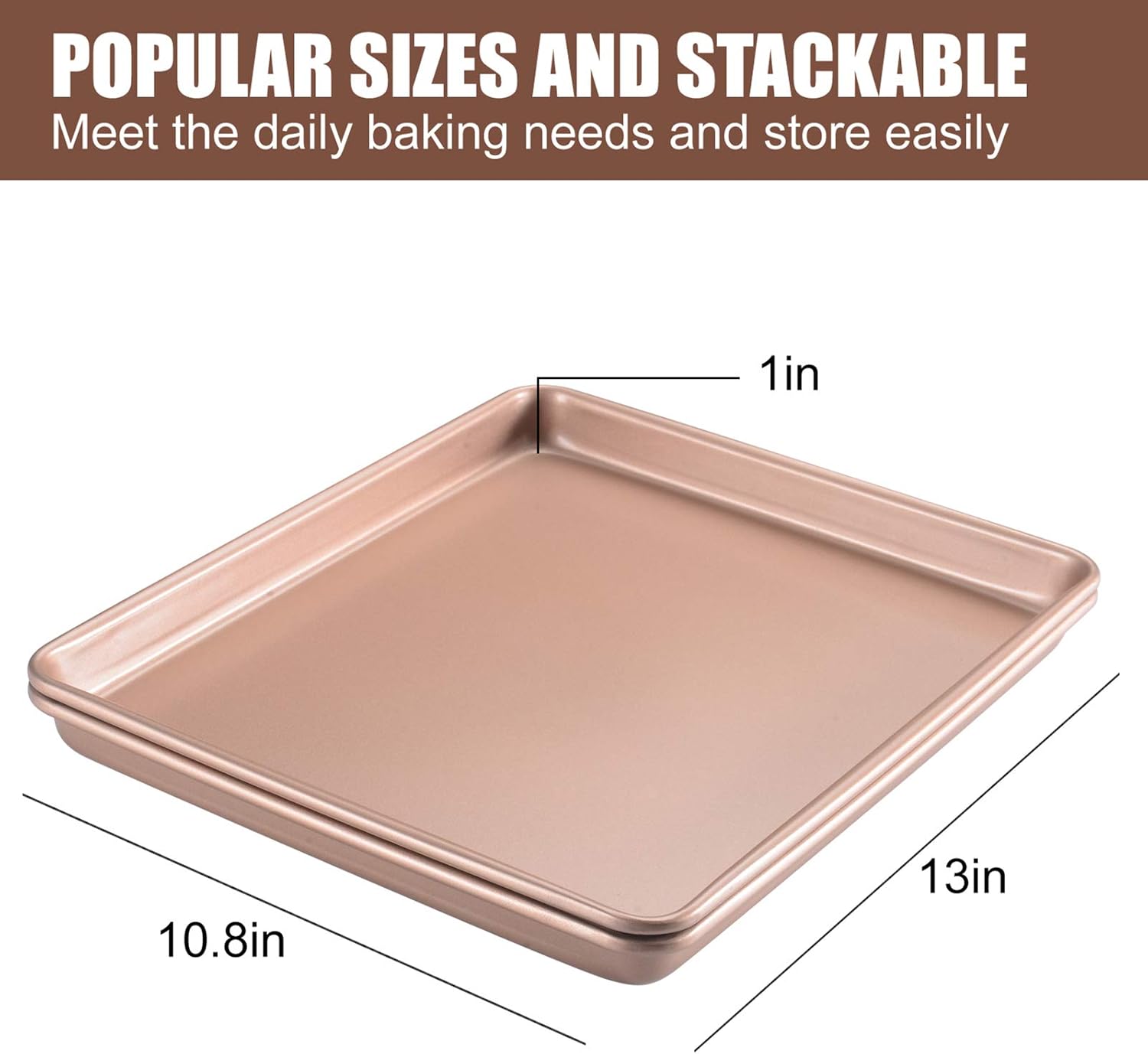 JOHO Baking Sheet Pans Cookie Sheet, Nonstick Bakeware Cookie Pan Set, Cookie Baking Pan for oven, 2-Piece, Gold: Kitchen & Dining