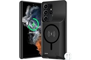 YINGYKJ Battery Case for Galaxy S22/S23 Ultra, Upgraded 12000mAh Battery Pack Rechargeable Charger Case with Wireless Charging Compatible for Galaxy S22/S23 Ultra (6.8 inch) External Charging Cover (Black)