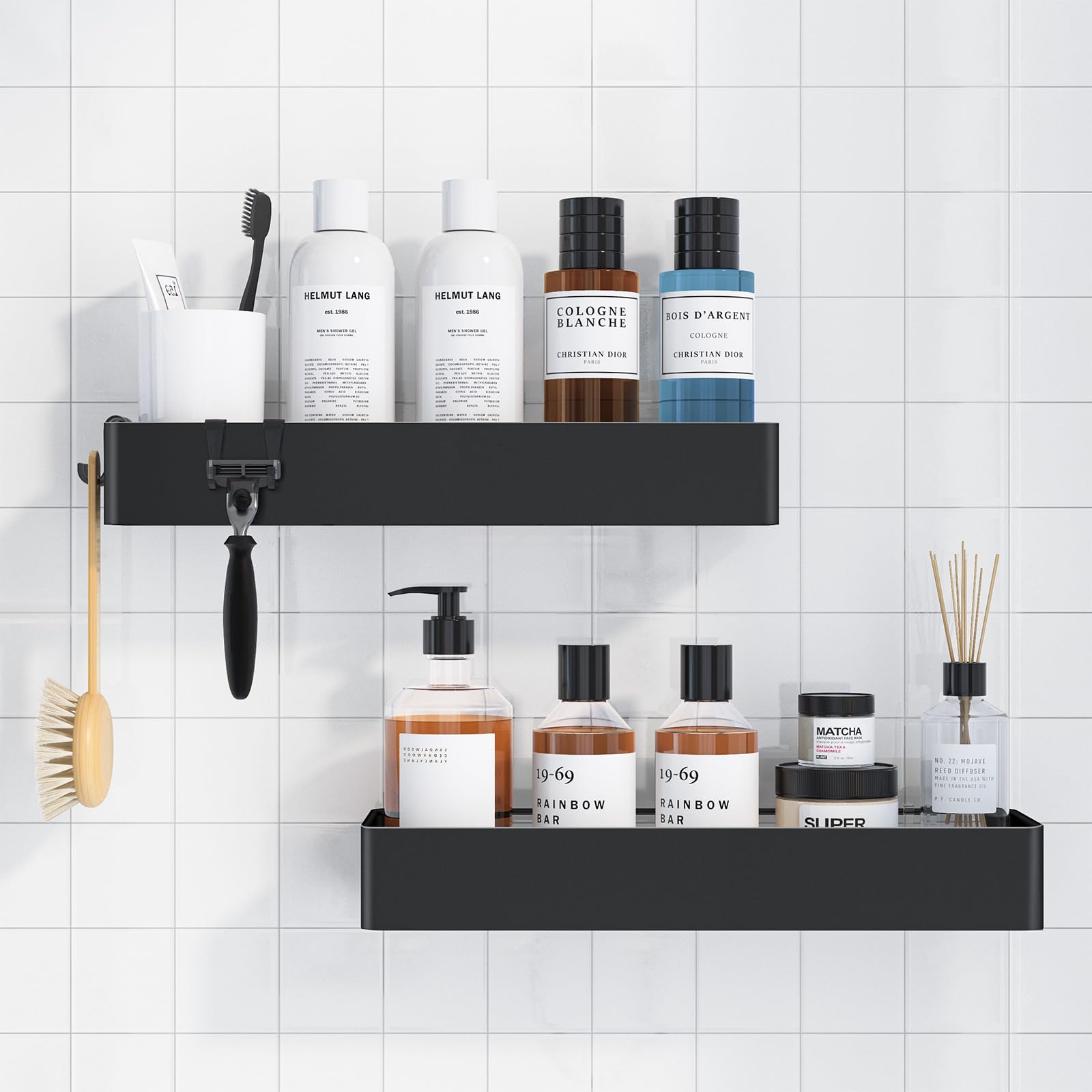 Photo 1 of **INCOMPLETE** Kitsure Shower Caddy - 2 Pack Adhesive Shower Organizer, Rustproof Metal Shelves, No-Drill Bathroom Organizers and Storage, Black, XX-Large