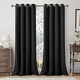 YoungsTex Black Velvet Blackout Curtains 84 Inches Long - Bedroom Drapes Thermal Insulated Super Soft with Grommet Darkening 