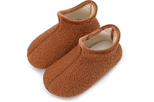 Scurtain Unisex Big Kids Little Kids Slippers Socks Artificial Woolen Slippers with Non-slip Rubber Sole for Big Boys Girls Little Boys Girls